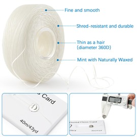 Dental Floss Deep Clean Waxed Floss in a Credit Card with Mirror,Perfect for People with Tight & Small Gaps Between Teeth Slides Smoothly & Easily,PFAS Free | Mint Flavored,40m,3 Pack(About 131Yards)