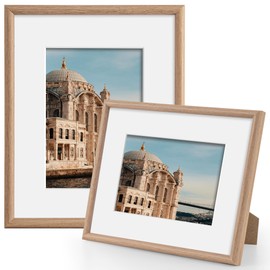 FLYJOE 8x10 Picture Frame, Display Pictures 5x7 with Mat or 8x10 Without Mat, Tabletop & Wall Hanging Photo Frame, Natural, 2 Packs
