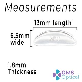 GMS Optical 1.8mm Reg-Thin/13mm Short Length - Small Adhesive Contoured Silicone Eyeglass Nose Pads - Anti Slip Pressure Relief - Perfect for Kid Glasses & Smaller Frames(2 sets/5 Pack)(10 Pair Clear)