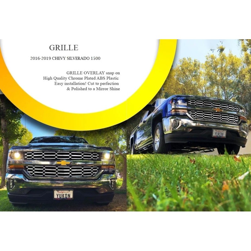 YTI Grille Overlay Snap On Fit for 16-19 Chevy Silverado