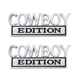 2 x Cowboy Edition Emblem Car Badge Replacement for Universal Vehicles Cars Trucks SUVs (Silver, Black)