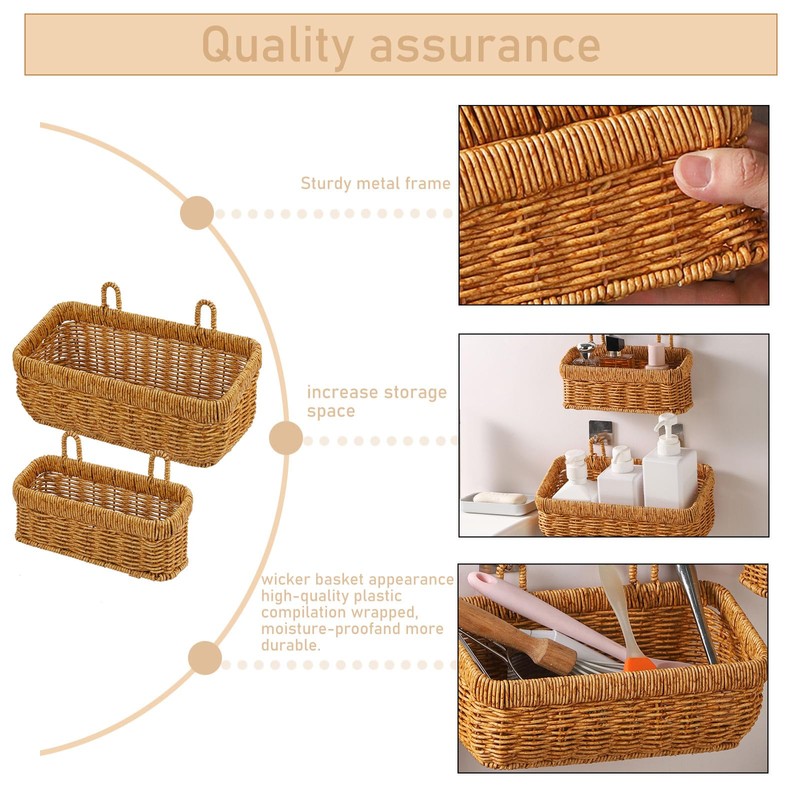 RAMFIYN 2 pack Wall Hanging Baskets for Storage Square Woven