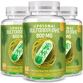 800 MG Liposomal Sulforaphane, Powerful Dual-Delivery for Maximum Absorption & Potency, Full-Spectrum Broccoli Extract, Antioxidant & Liver Supplement, 180 Softgels