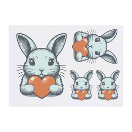 Azeeda 4 x 'Pastellfarbenes süßes Häschen' Temporäre Tattoos - Wasserfest, Hautfreundlich & Ungiftig · Transfers in Verschiedenen Größen (TO00076054)