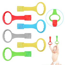 Venditer Rings for Cribs, 6 Pieces Baby Hand Rings Handle Removable Hand Rings for Baby Toddler for Leg Exercise Stand Up Exercise in Cots Travel Cots 0, 3, 6, 12 Months Boys Girls Size Large