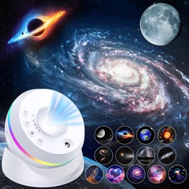 Galaxy Projector, 4K HD Planetarium Star Projector with 13 Film Discs, 360° Rotatable Realistic Nebula Projector Night Light Projector with Timer & Dynamic Meteor for Bedroom