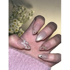 Milky Rung Leo Handmade Nail Tips - Short Square / 밀키룽 레오 수제네일팁 - 숏스퀘어