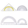3 Pieces Transparent Protractors and 1 Piece Triangle Ruler, Plastic