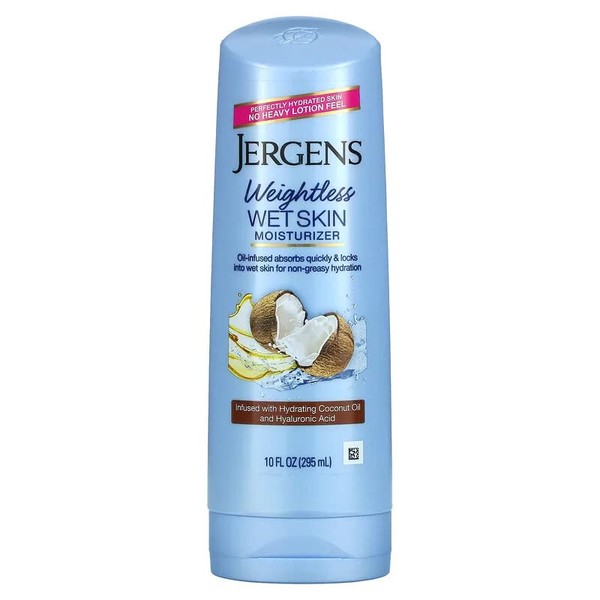 Jergens Wet Skin Body Moisturizer with Refreshing Oil, Coconut, 10 Oz, Pack of 2
