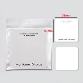 30Pcs Empty Nails Display White Cardboard Nail Tips Display Card Nail Art Color Display Card Finished Fake Nails Display Card Nail Design Display Card With Clear Self Adhesive Bag