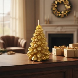 Vela Dorada Pino De Navidad Abundancia Decorativa Regalo Dorado Pino De Navidad Vainilla