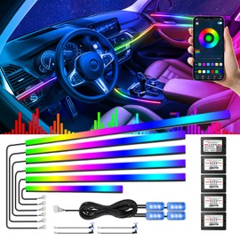 Dreamcolor Acrylic Interior Car Lights, AMKI Car LED Strip Light with APP Control, Car Accessories Car Ambient Neon Light Kit with RGB 14 in 1 and 175 inches 593 LEDs, 16 Million Color Sound Activated
