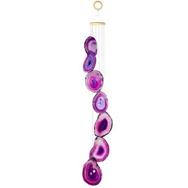 mookaitedecor Purple Agate Slices Wind Chimes for Home Garden Decoration 28-33 Inches