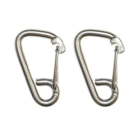 simPLEISURE qb500147b02n0 Stainless Steel Spring Hook, D-Shaped Carabiner Type, 5 Sizes, Snap Hooks, Multi-functional, Fall Prevention, 3.1 inches (80 mm), Set of 2