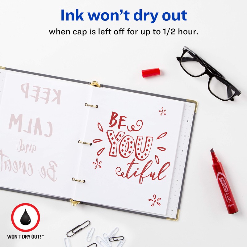 Avery Marks-A-Lot Permanent Markers, Regular Desk-Style Size, Chisel Tip, Water