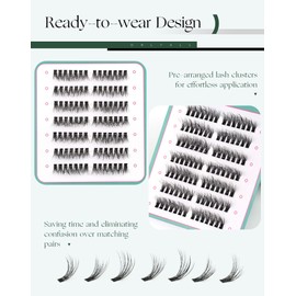 Onlyall Eyelash Extensions Cluster Lashes Eyelash Extension Natural Eyelash Bushes C-Curl Eyelashes Wispy Eyelash Clusters Individual DIY Eyelashes N02
