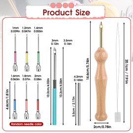 12 Pieces Punch Needle Kit, Embroidery Punch Needle Tool Adjustable Complete Puncher Needles Threader Wooden Handle Embroidery Tool for Adults Beginner DIY Craft Yarn Floss Cross Stitching