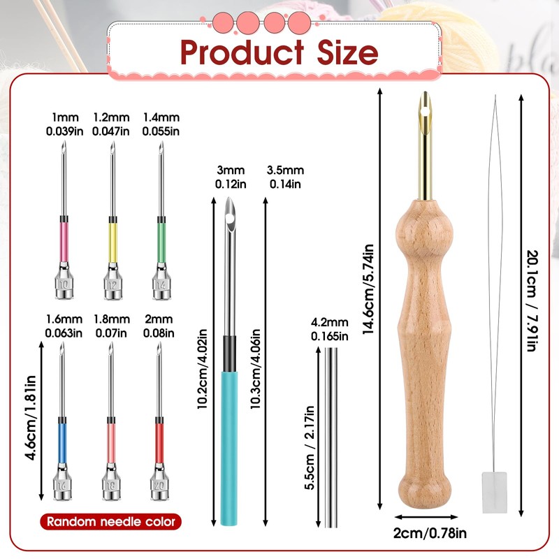 12 Pieces Punch Needle Kit, Embroidery Punch Needle Tool Adjustable