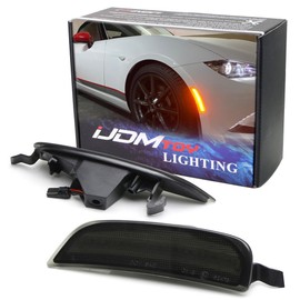 iJDMTOY JDM Smoked Lens Amber Full LED Front Side Marker Light Assemblies Compatible With 2016-up Mazda MX-5 Miata, Powered by Total 56-SMD LED, Replace OEM Sidemarker Lamps