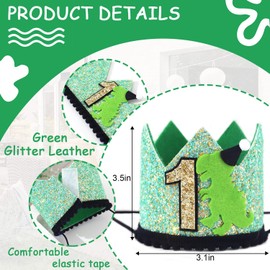 Dinosaur 1st Birthday Party Supplies - Boy Wild One Hat/Crown, Dino Roar Theme Decorations for Baby Shower & First Birthday