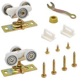 Pocket Door Rollers Replacement with 1" O.D. Wheels, Compatible with 100, 134F, 138F, 2610F Series Track, Sliding Door Ball Bearing Tricycle Hanger Fit Johnson P/N #1125 Hardware Kit, 2 Pack