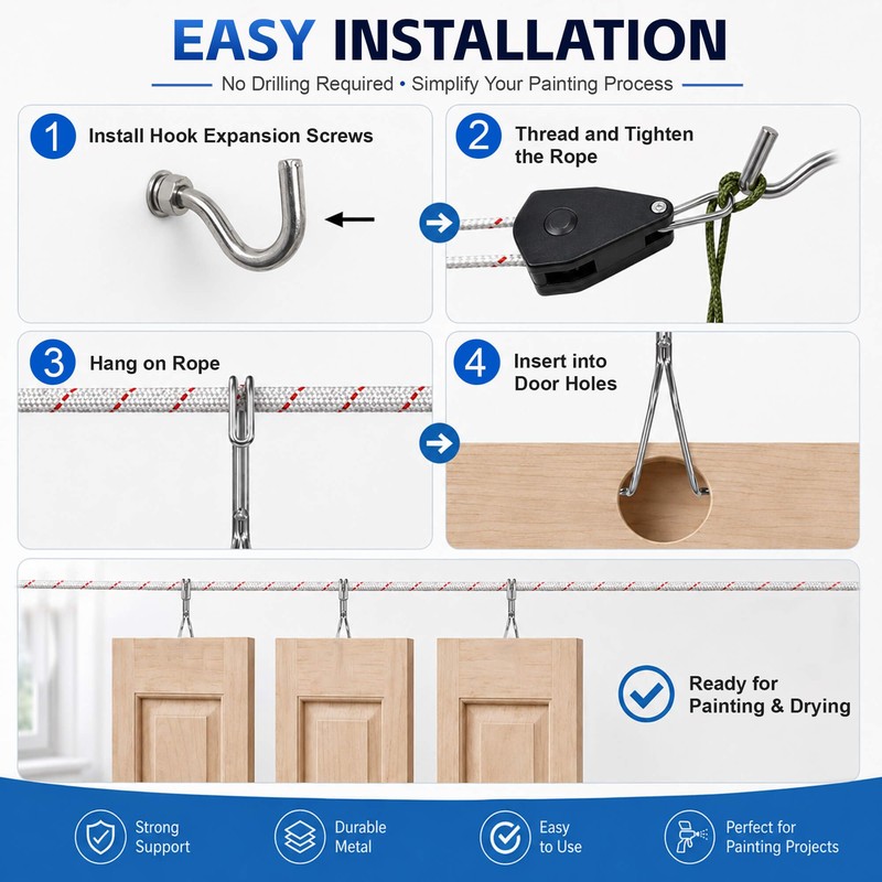 40 Pack Cabinet Door Painting Hangers & Wall Mount Hooks