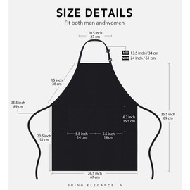 Syntus 4 Pack Chef Apron, Adjustable Bib Apron Waterdrop Resistant Professional Cooking Aprons for Men Women with 2 Pockets, Black