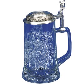 GLASS TIMBER WOLF GLASS BEER STEIN Designed by JAMES MEGER