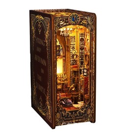 Spobot Book Nook Kit DIY Bookshelf Decor Kit with LED Light 3D Booknook Wooden Puzzle Bookend Stand Miniature Dollhouse Kit Gifts for Adults (Covenant Church)