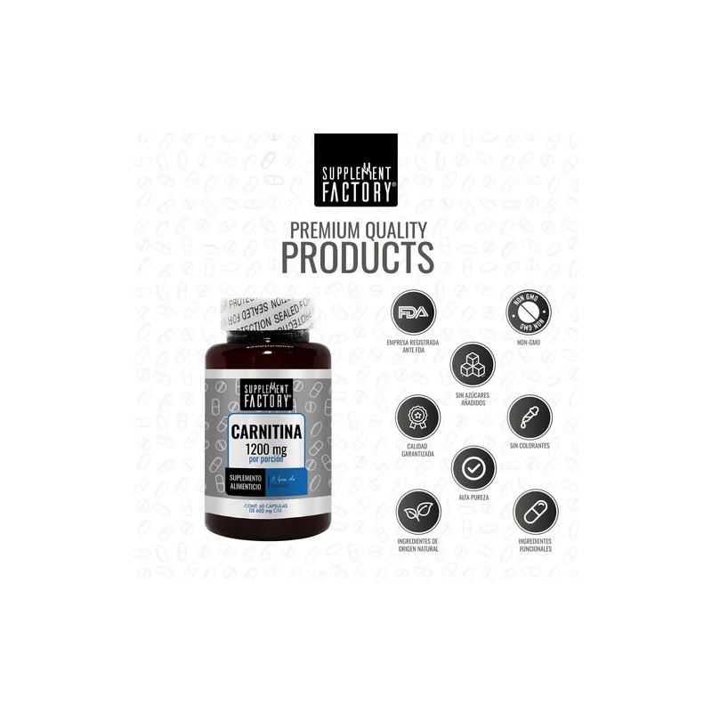 Carnitina 600 Mg, 60 Cápsulas, Calidad Premium