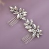 Teyglen Rhinestone Wedding Hair Comb Silver Crystal Headpiece for Bride