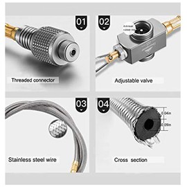 Campingmoon Stainless Steel High Pressure Hose Connector Propane Thread Extension Tube Grill Oven Gas Tank Accessories Connection Pipe (Z21)