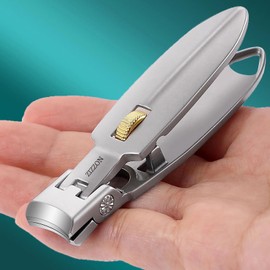 ZIZZON Weit öffnender Nagelknipser für dicke Nägel, ultrascharfer Nagelschneider mit Fänger und Verriegelung, ergonomischer Hebel, robuster Haarschneider für Fingernägel und Zehennägel