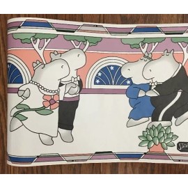 Seabrook Designs RARE New Roll SANDRA BOYNTON  Ballroom Dancing Wallpaper Border 5 Yds BY424B