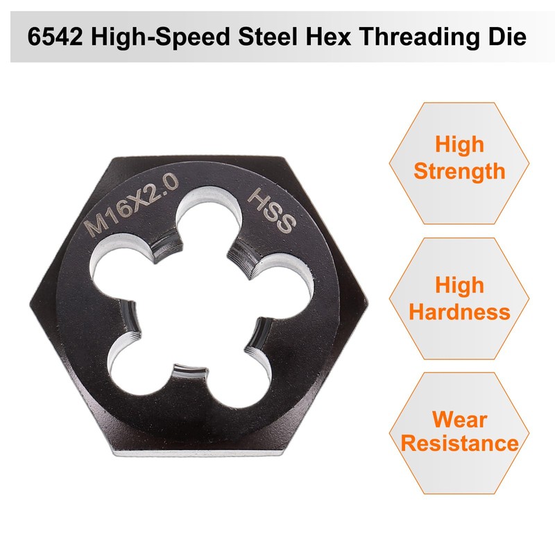sourcing map Hex Threading Die M16 x 2 Metric Thread