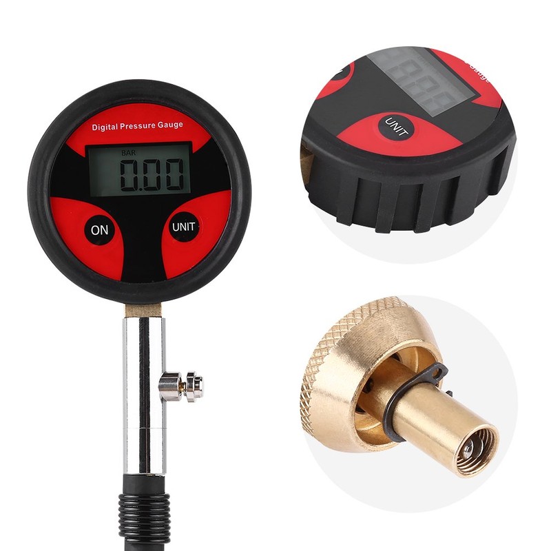 Car Motorcycle Bicycle Truck Tyre LCD Digital Pressure Gauge with