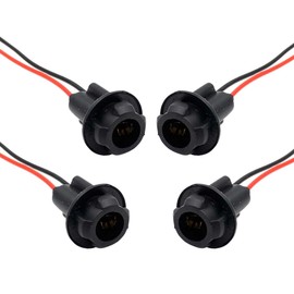 T10 W5W 194 Bulb Socket with Wire Pigtail, Pre-Wired Harness Female Socket Adapter Car Side Marker Light Socket, LED Bulb Socket Connector Wiring Socket Replacement for Most Cars (4PCS)