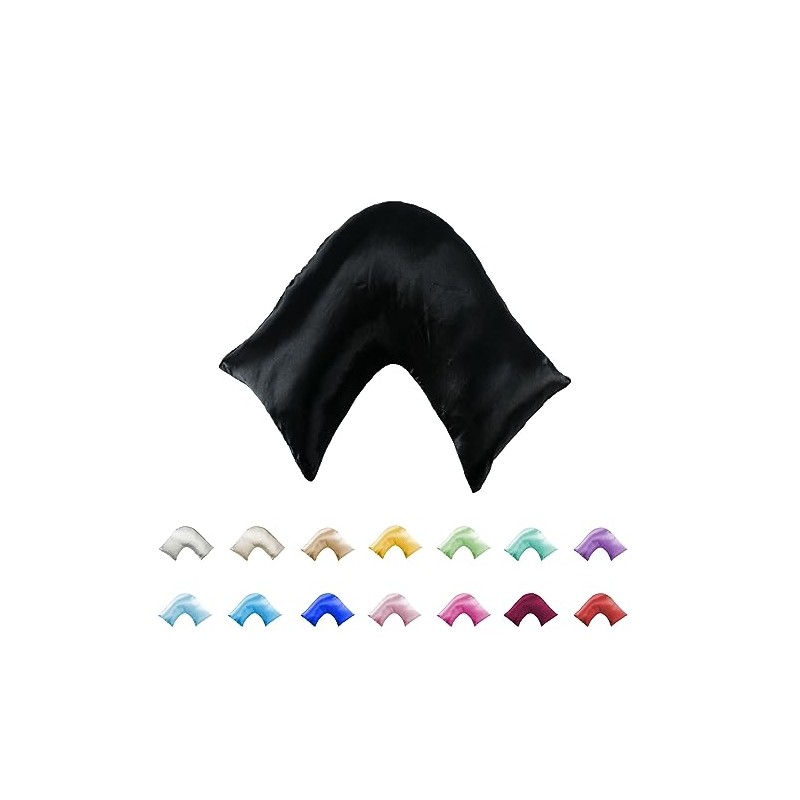 Silky Soft Satin V/U/Tri/Boomerang/Maternity Shaped Pillowcase - Double Stitched (Black)
