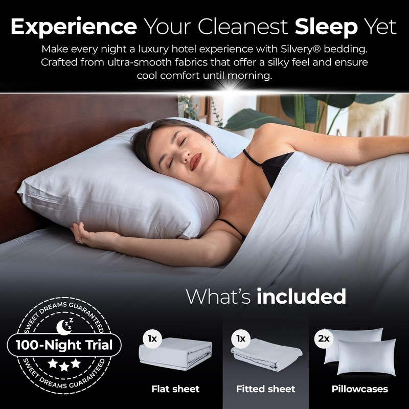 Silvery Silver Infused Bed Sheets Set - Award-Winning Self-Cooling Fabric