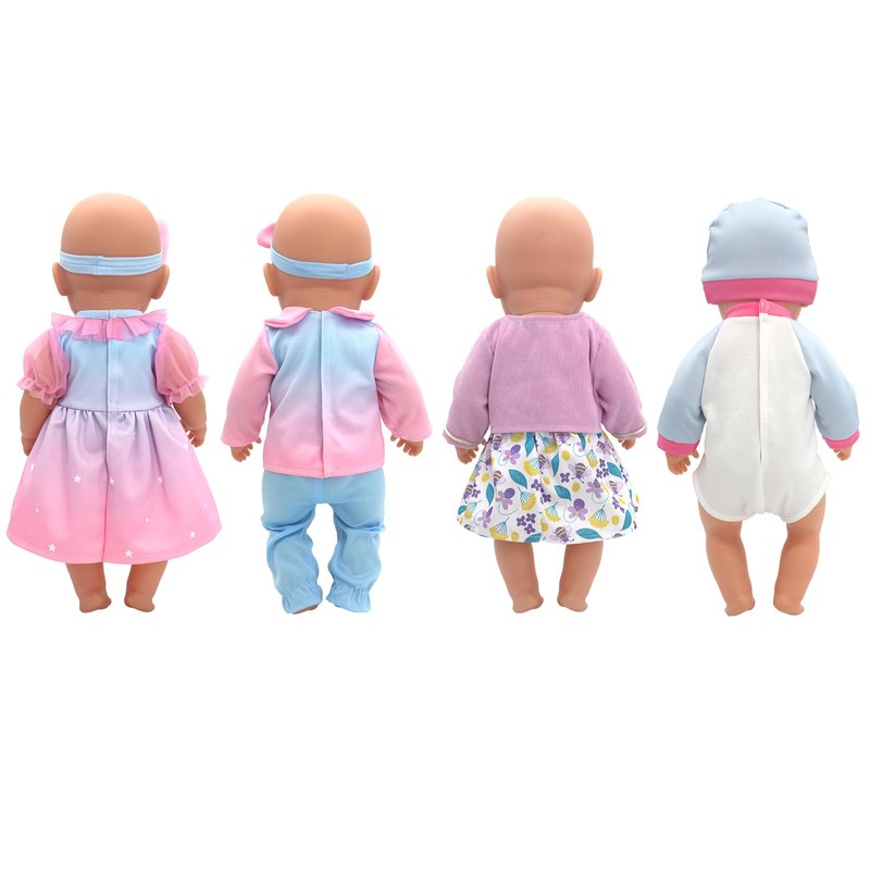Doll Clothes for 36-43 cm Baby Dolls, 4 Packs (No