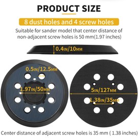 Gnellkoor Sander Pad Replacement for Dewalt, 4 Pack 5" 8 Hole Hook and Loop Orbital Sander Pad Compatible with DeWalt DWE6421 6421K DWE6423 6423K DCW210B Random Orbital Sanders (4 Screw Holes)