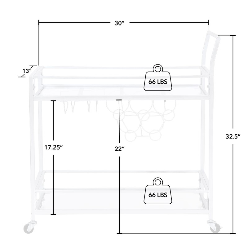 FirsTime & Co. Silver Delilah Bar Cart, 2 Tier Mobile