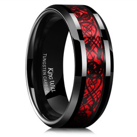 King Will Dragon 8mm Red & Black Celtic Dragon Tungsten Carbide Mens Wedding Band Ring Comfort Fit 12.5