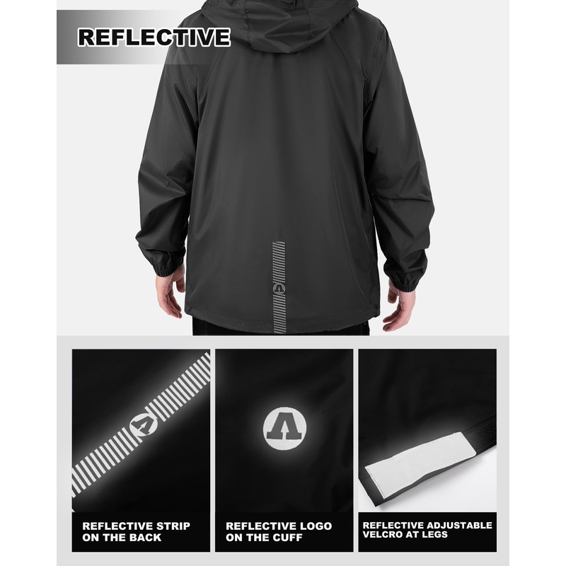 Outdoor Ventures Packable Rain Suit for Men Lightweight Waterproof Breathable
