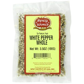 Spicy World White Peppercorns Whole 3.5 Ounce
