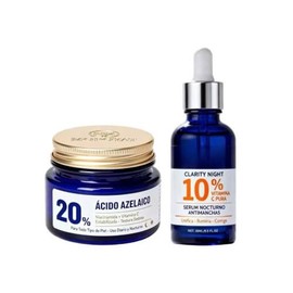 Kit Facial con Ácido Azelaico 20% y Vitamina C 10% | Crema Hidratante + Suero Iluminador | Textura Ligera de Rápida Absorción | Para Uso Diurno y Nocturno | Todo Tipo de Pieles