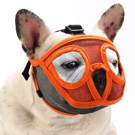 BARKLESS Short Snout Dog Muzzle, Breathable Mesh Flat Faced Muzzle for French Bulldog Shih Tzu and Pug,Mask Bulldog Muzzle for Biting Chewing Licking and Grooming