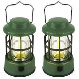 Pack of 2 LED Camping Lamps, Portable Hanging LED Camping Lamp, Retro Camping Lantern, Dimmable & 3 Light Modes, IPX4 Waterproof Camping Lantern for Fishing, Adventure, Hiking, Emergency, Outages