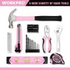 WORKPRO 12V Pink Cordless Drill Driver Set Home Tool 61PC