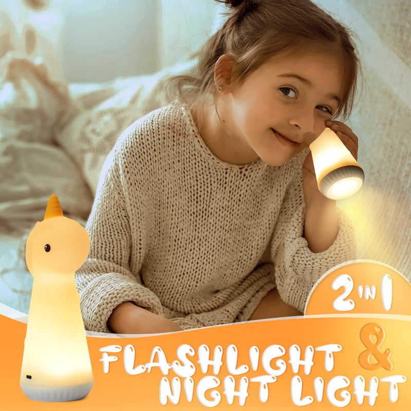 ShaArkMango Flashlight with Night Light for Kids Rechargeable LED Dimmable